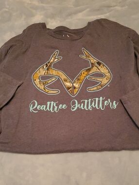 Realtree Long Sleeve Tee - Gray with Camo Antler Logo